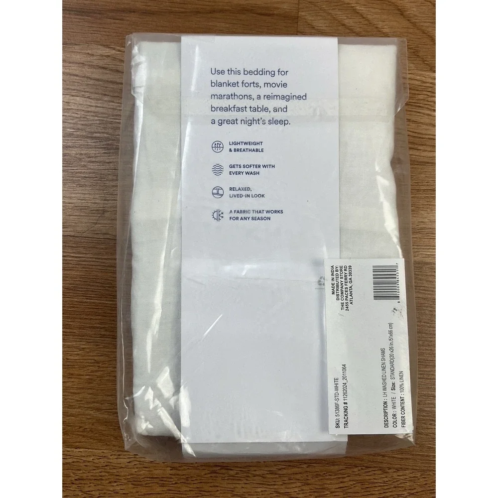 The Company Store Legends Hotel Washed‎ Linen Standard Pillow Sham White NEW
